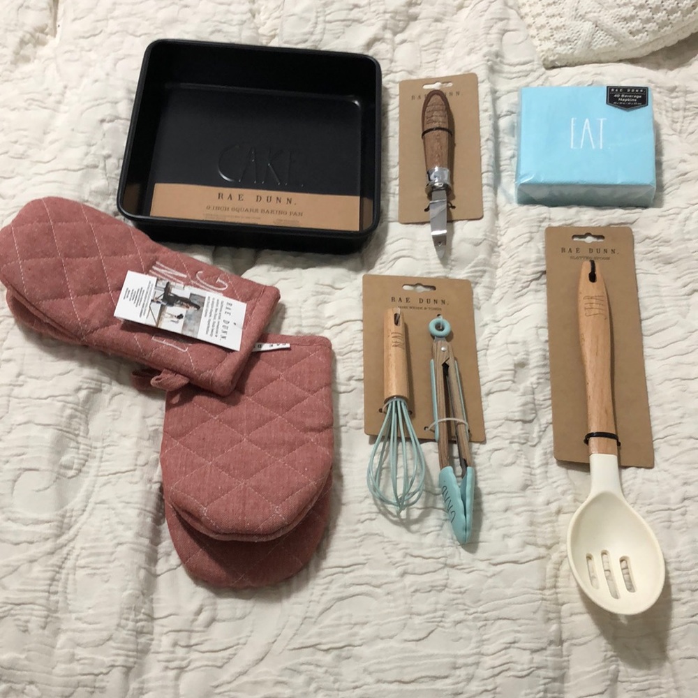 All NWT, Rae Dunn , kitchen wares lot / bundle. Pan gloves whisk spoon peeler